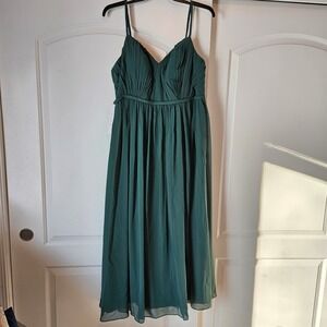NWT AZAZIE Bridesmaid Dress Dark Green Chiffon Long Maxi Prom St. Patrick's Day